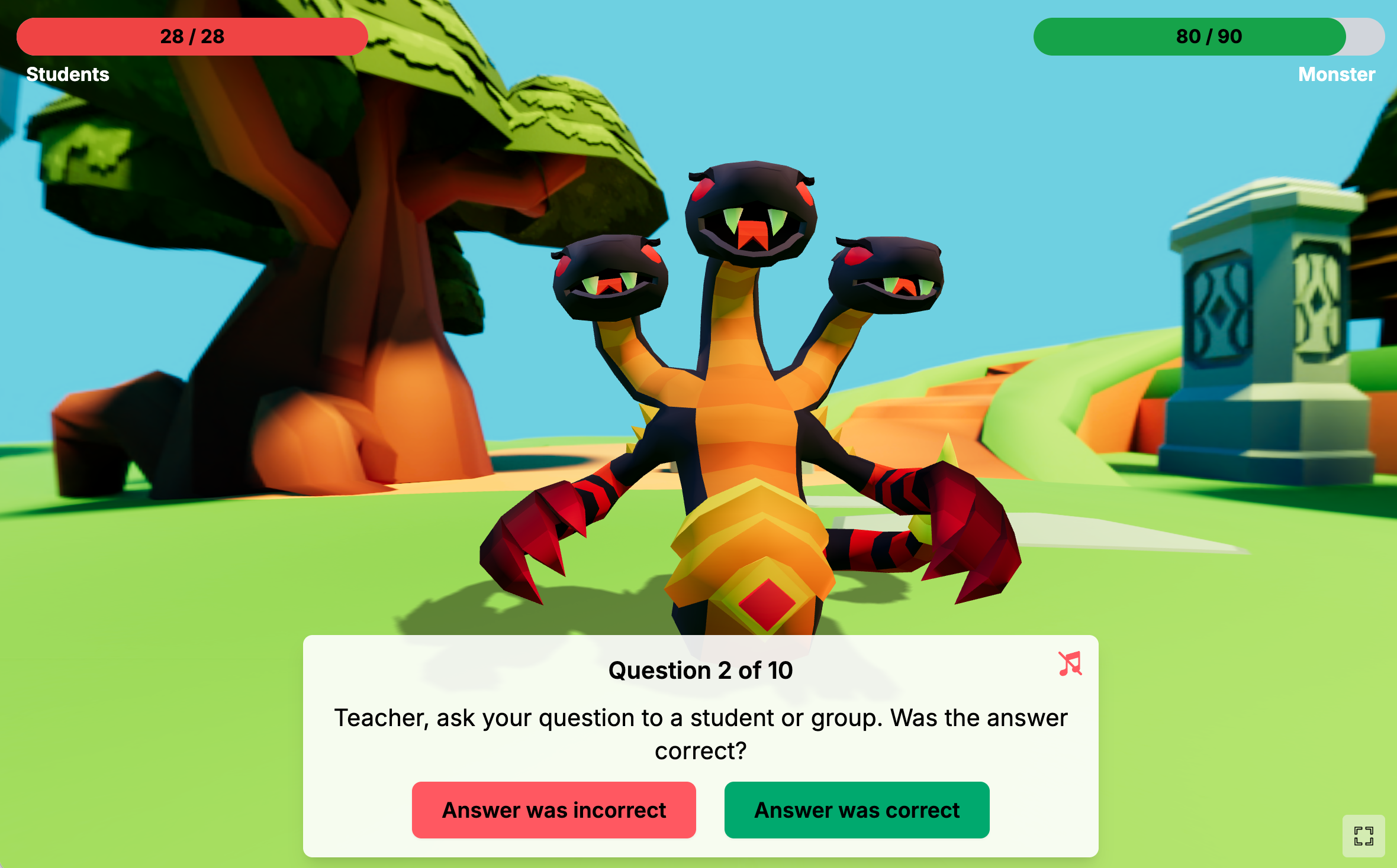 Layar gameplay Pertempuran Monster